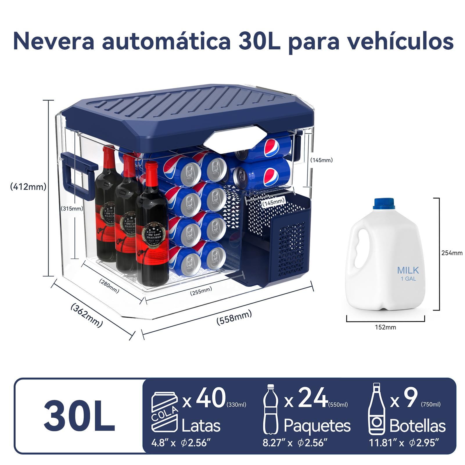 BINGI Nevera Portátil Eléctrica 30L,Nevera y Congelador Compresor Portátil,Refrigerador de Coche 12V/24V,mini frigorífico CA 220v Para Hogar,Conducción,Camping,Viajes,Barco,-18ºC a 15ºC