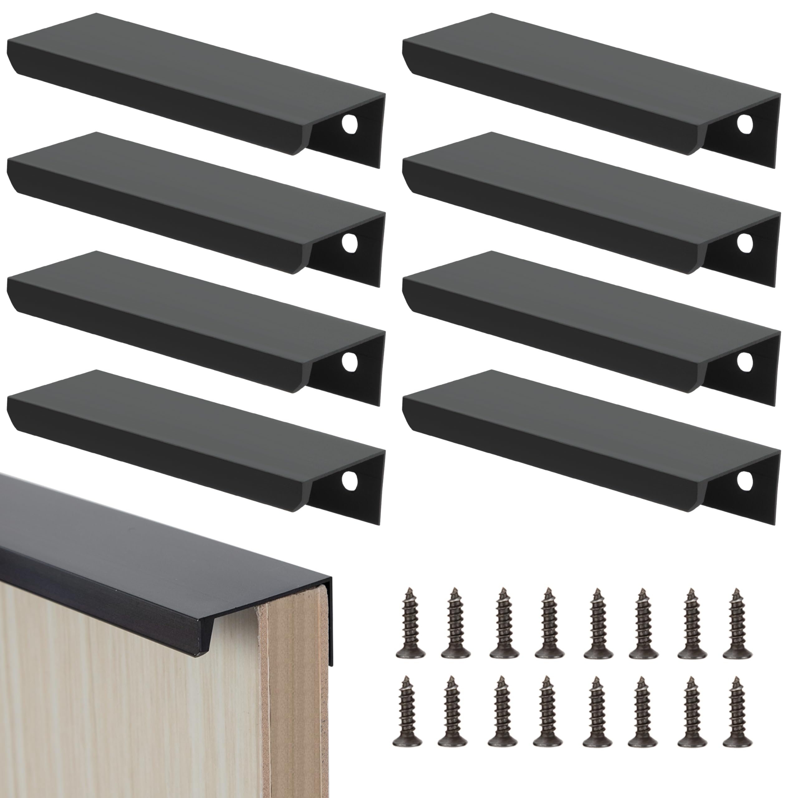 Maniglie per Mobili da Cucina Nero Maniglie Armadio Nascoste 80mm con Viti per Anta dell'Armadio Cassetti 8 Pezzi