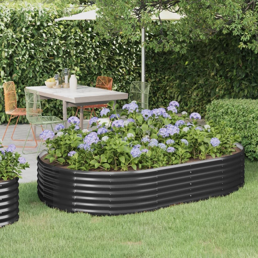 IKAYAA Raised Beds for Garden Metal Raised Bed Galvanised Steel Outdoor Planters Garden Planter for Herb Growing Fruits Flower -anthracite-214 x 140 x 36 cm
