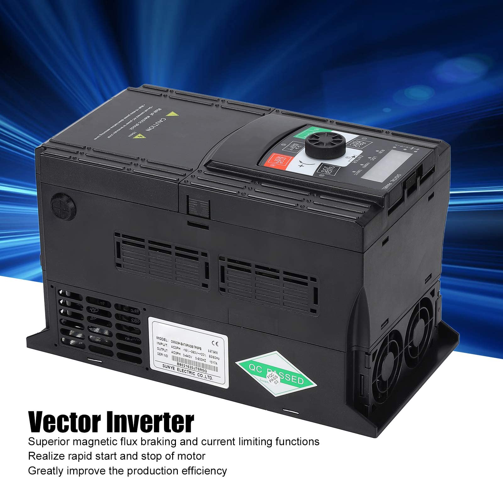 FTVOGUE Variable Frequency Drive, 3 Phase 5.5KW 380V