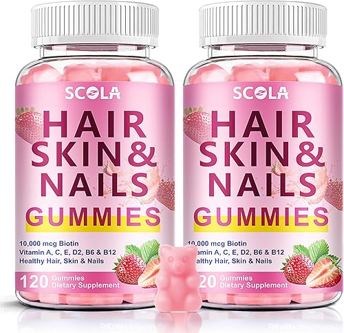 Gomitas para el cabello, la piel y las uñas, biotina (10,000 mcg) Suplemento vitamínico para el cabello, la piel y las uñas, para mujeres, hombres,