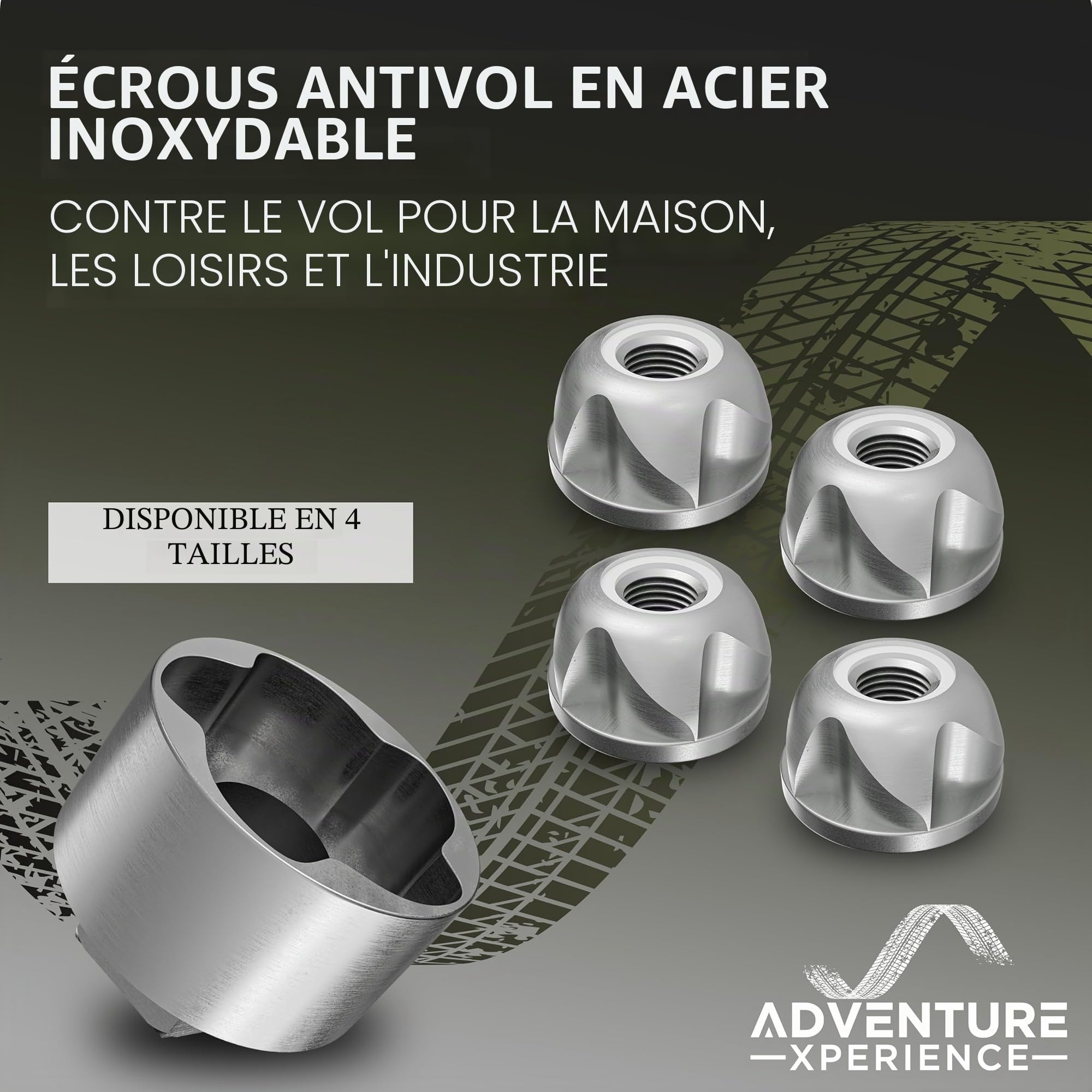 Écrou de sécurité anti-vol M6 M8 M10 M12 en acier inoxydable – autobloquant (4 écrous 1 écrou)
