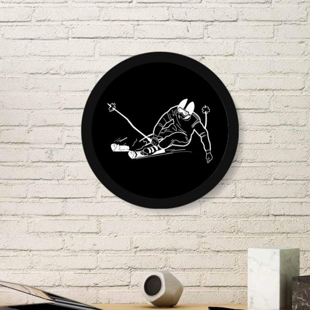 Cadre photo ski avec peinture d'hiver illustration ronde noire