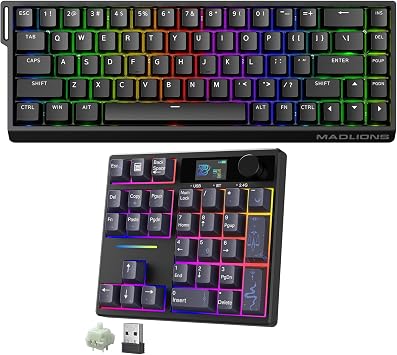 BOYI Mad68 Magnetic Keyboard+TD31Pro Numpad RGB HotSwap Numpad with Screen&Knob,PBT Keycaps Rechargeable Gasket Number keypad for PC Laptop Desktop