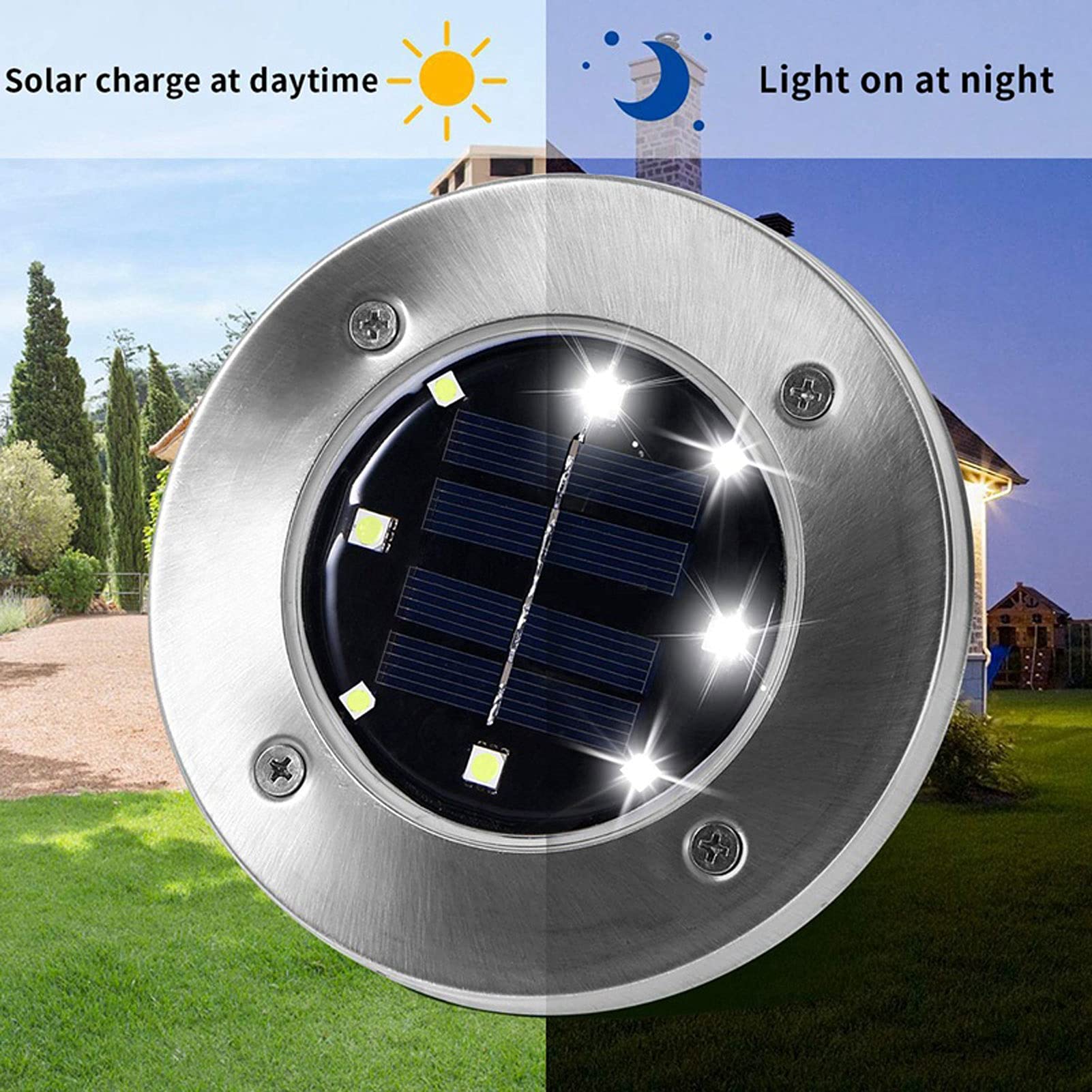 Solar-Bodenleuchten, wasserdicht, 8 LEDs, for Außenbereich, Terrasse, Landschaftsbeleuchtung, Dekoration, for den Weg, Garten, Hof im Freien Lampen (Size : 8 Packs)