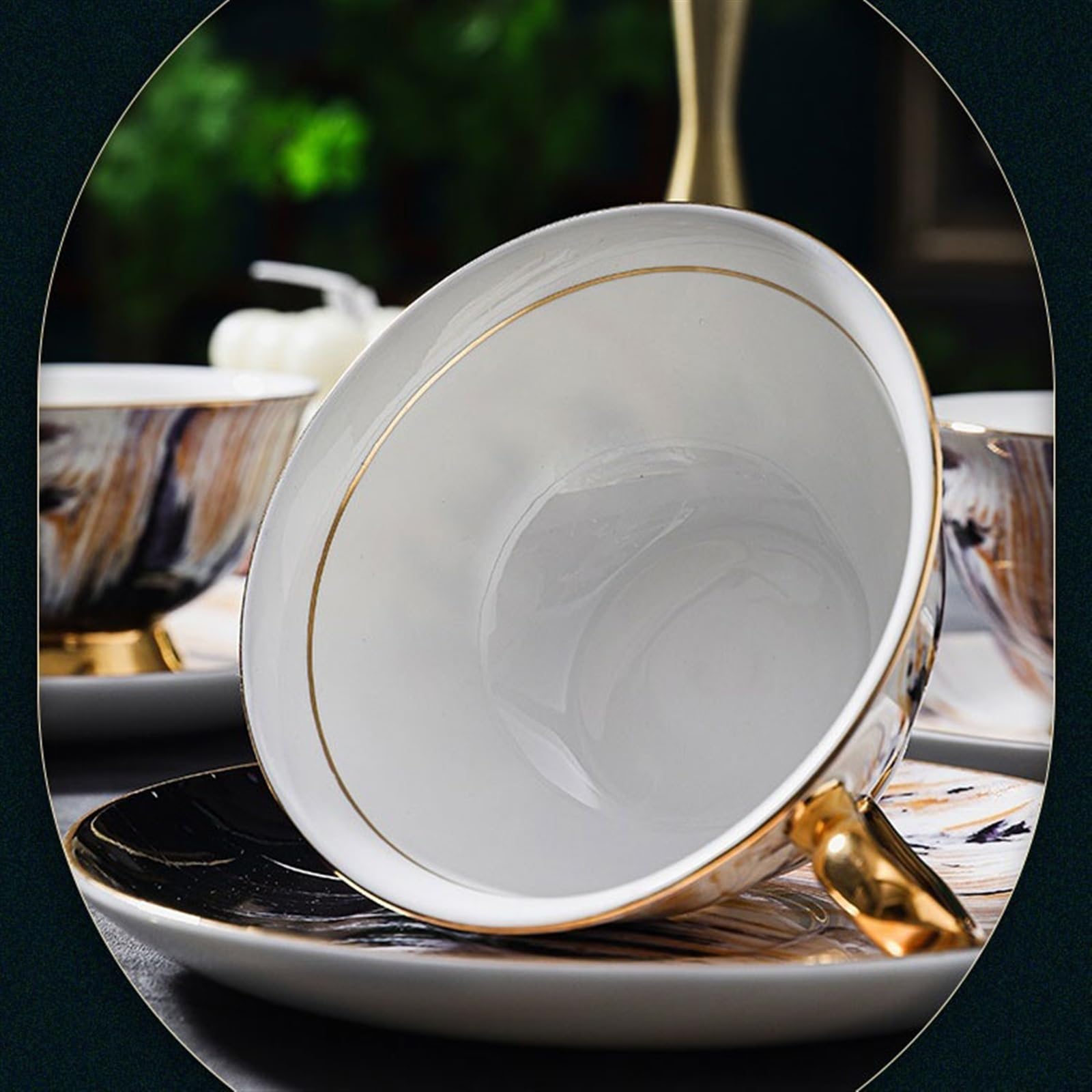 Tasse Tasses Ensemble de tasses et soucoupes en céramique luxe Art Light, à café porcelaine, thé britanniques l'après-midi