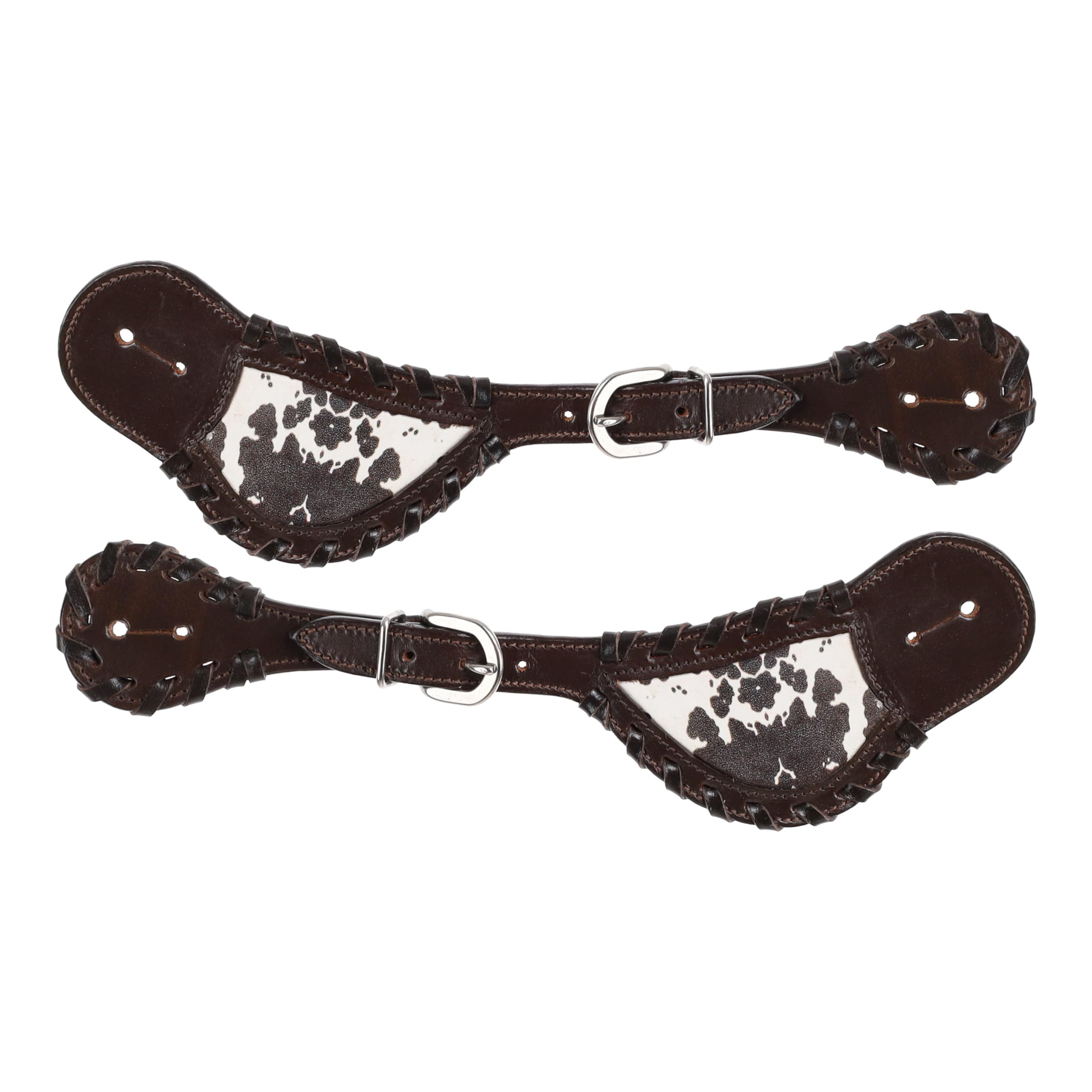 Showman Ladies Cowhide Print Leather Spur Straps