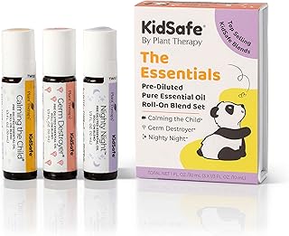 Plant Therapy KidSafe Essentials Roll-On Set 100% Pure, Therapeutic Grade Essential Oils Diluted in Coconut Oil 10 mL (1/3 oz) Each