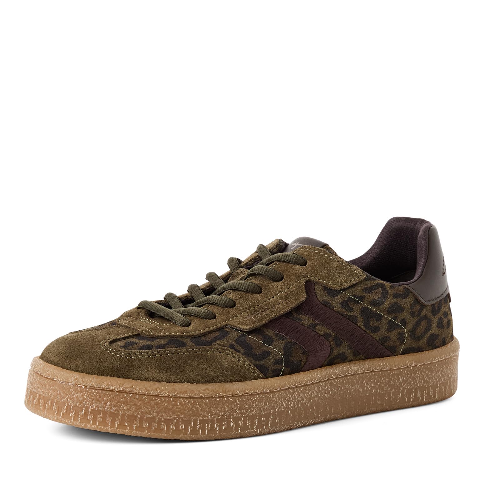 Tamaris Women's Low Flat Trainers, Green (Olive Leopard), 41