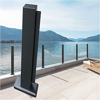 Garden Deck Stairway Fencing Clamp Posts Patio Platform Glass Banister Post Balustrade Railing Pole, Floor-Mount Stainless Steel Black Pool Fence Post, with Expansion Bolts ( Color : End Post , Size :