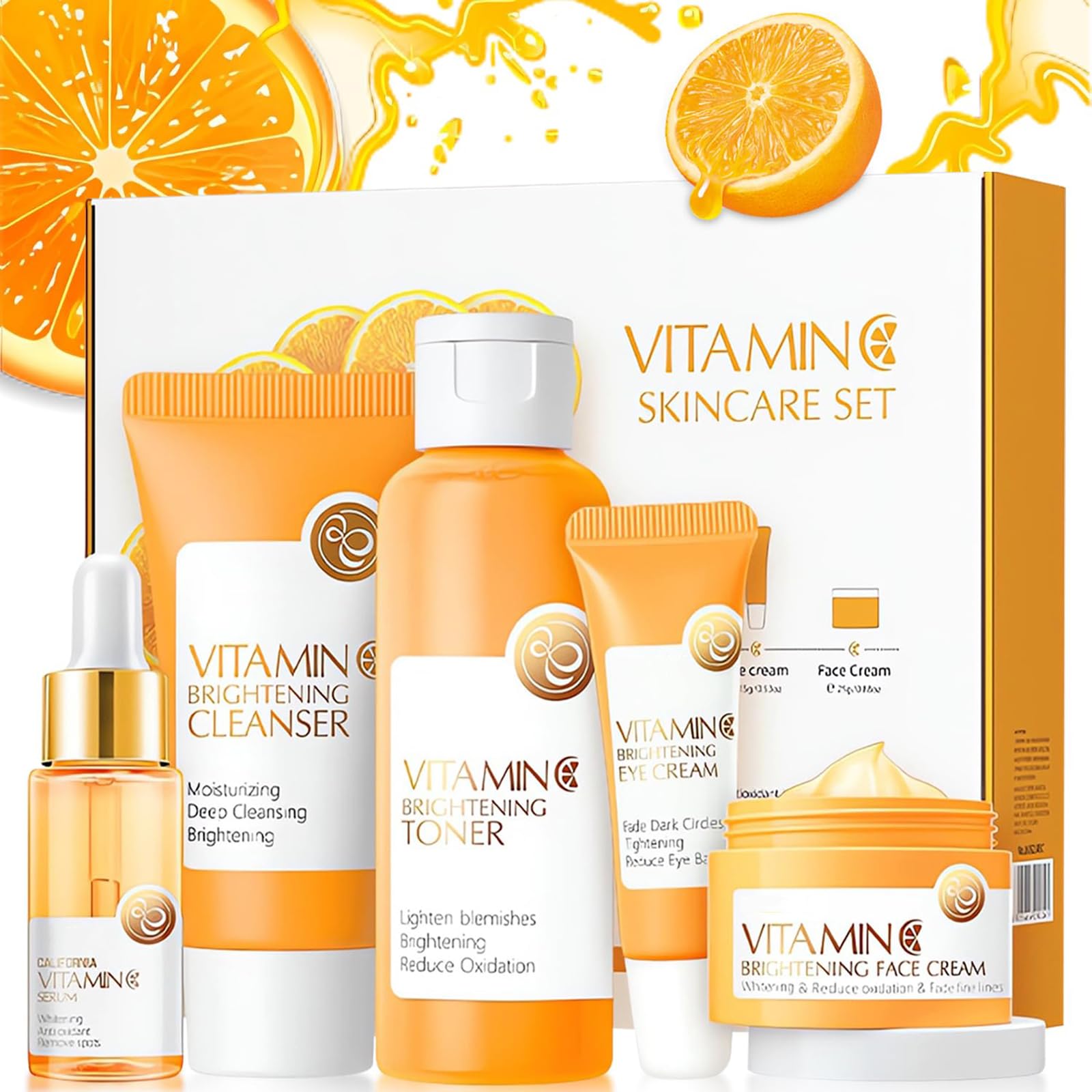 Sponsored Ad – Vitamin C Skincare Set, 5 in 1 Vitamin C Skincare Gift Set, 5 Pcs Skin Cleaning & Care Travel Size Kit for Girls and Women with Cleanser, Toner, Face Serum, Eye Cream, Face Cream