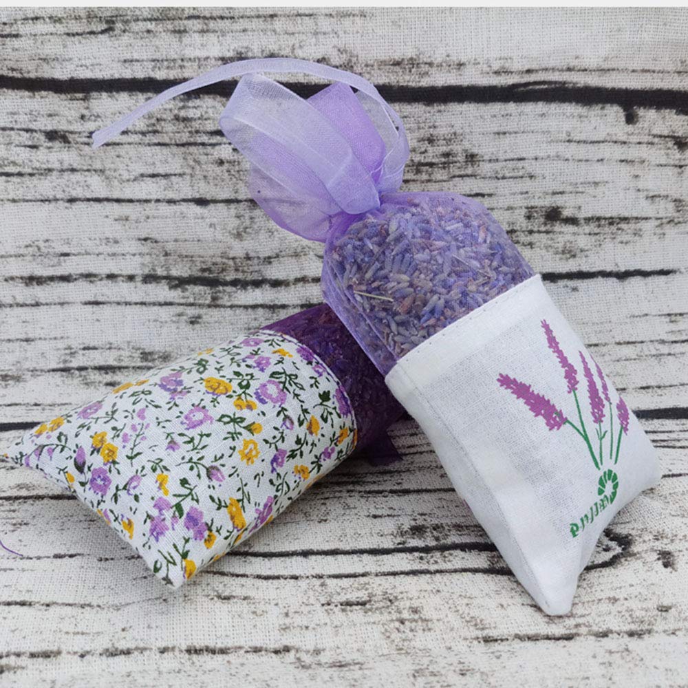 20 Sacchetti Profumati Vuoti In Cotone E Organza Per Lavanda - 7x16,5 Cm Con Coulisse, Viola