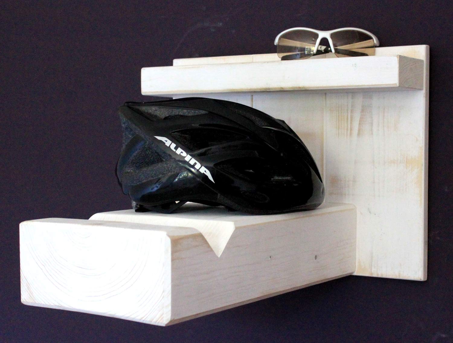 Fahrrad Wandhalterung Weiß aus Holz für Rennrad oder Mountainbike Fahrradhalter - Exklusive Fahrradhalterung für die Wand – auch für breite Lenker