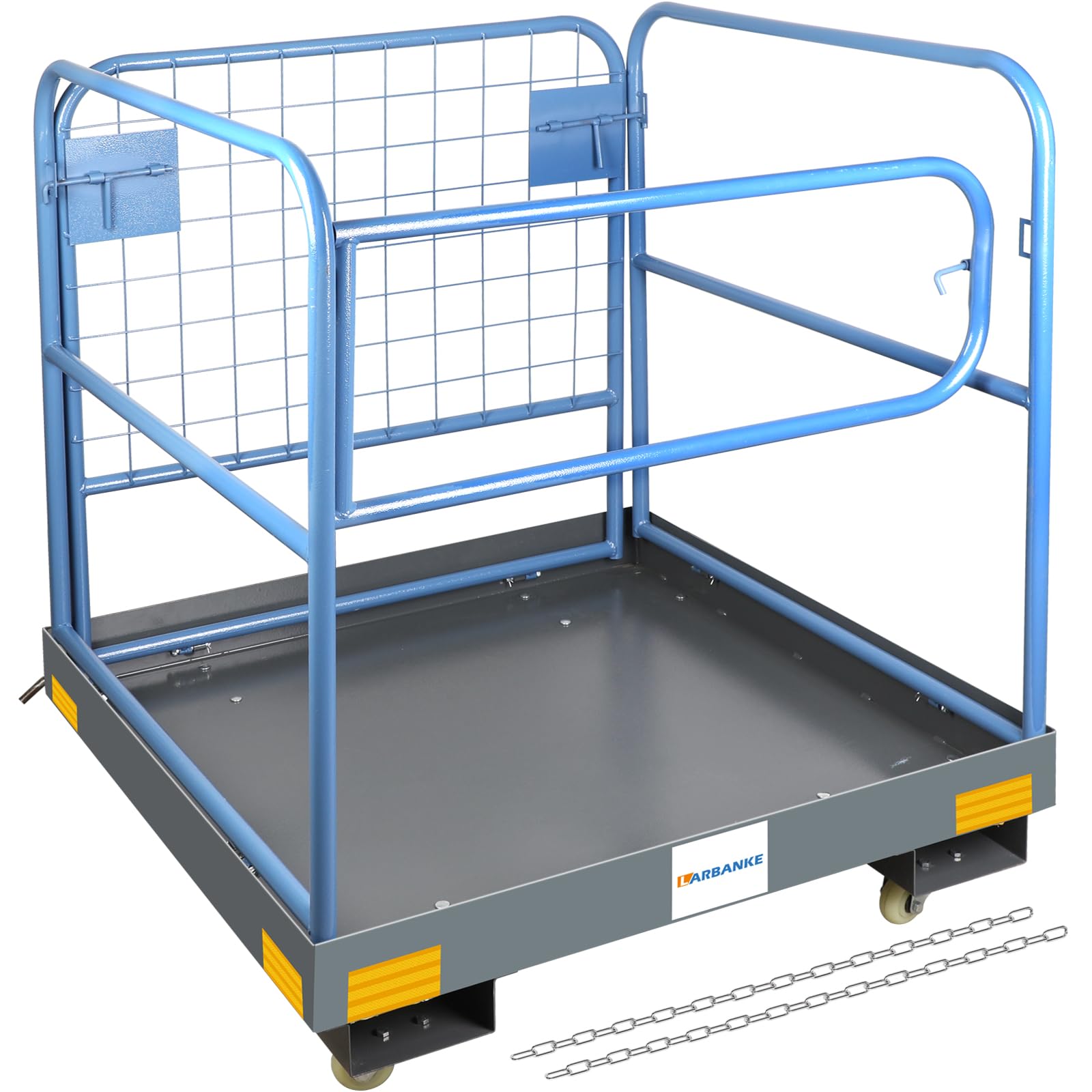Piattaforma di lavoro pieghevole, 92 cm x 92 cm, piattaforma di lavoro per carrelli elevatori con capacità di carico di 590 kg, con volanti silenziosi bloccabili e catene, può contenere da 1 a 2