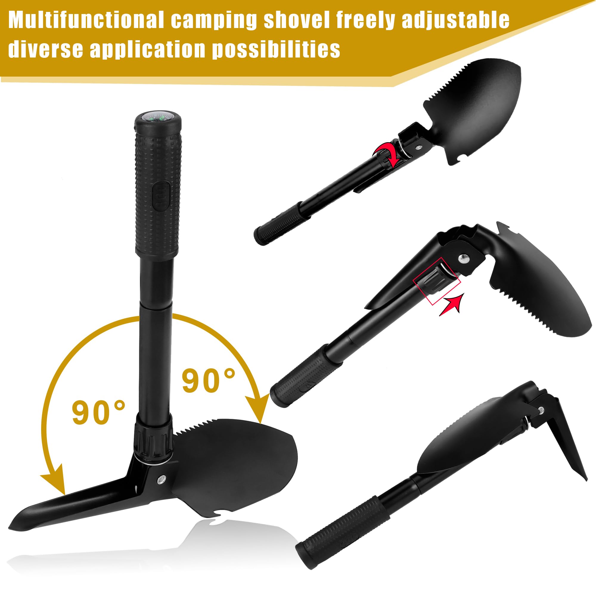JSMTKJ Pala Plegable Multifuncional Pala Plegable Militar Pala de Supervivencia Camping Portátil Pala Plegable Pala de Supervivencia Camping para Jardín, Camping, Senderismo