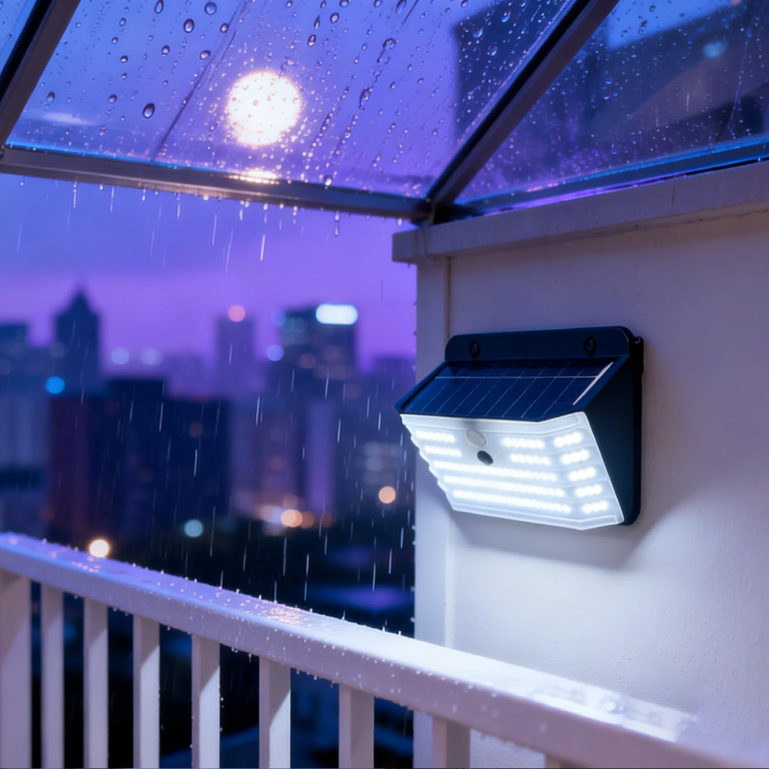 da LIGHT Solarlampen für Außen mit Bewegungsmelder, 114 LED, IP65, 8500K