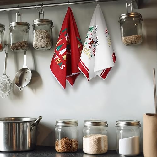 Miniatura 7 de Bencailor Juego de 6 toallas de cocina de Navidad, 2 paños de cocina, 2 soportes para ollas, 2 guantes de horno, regalos para amantes de la cocina,