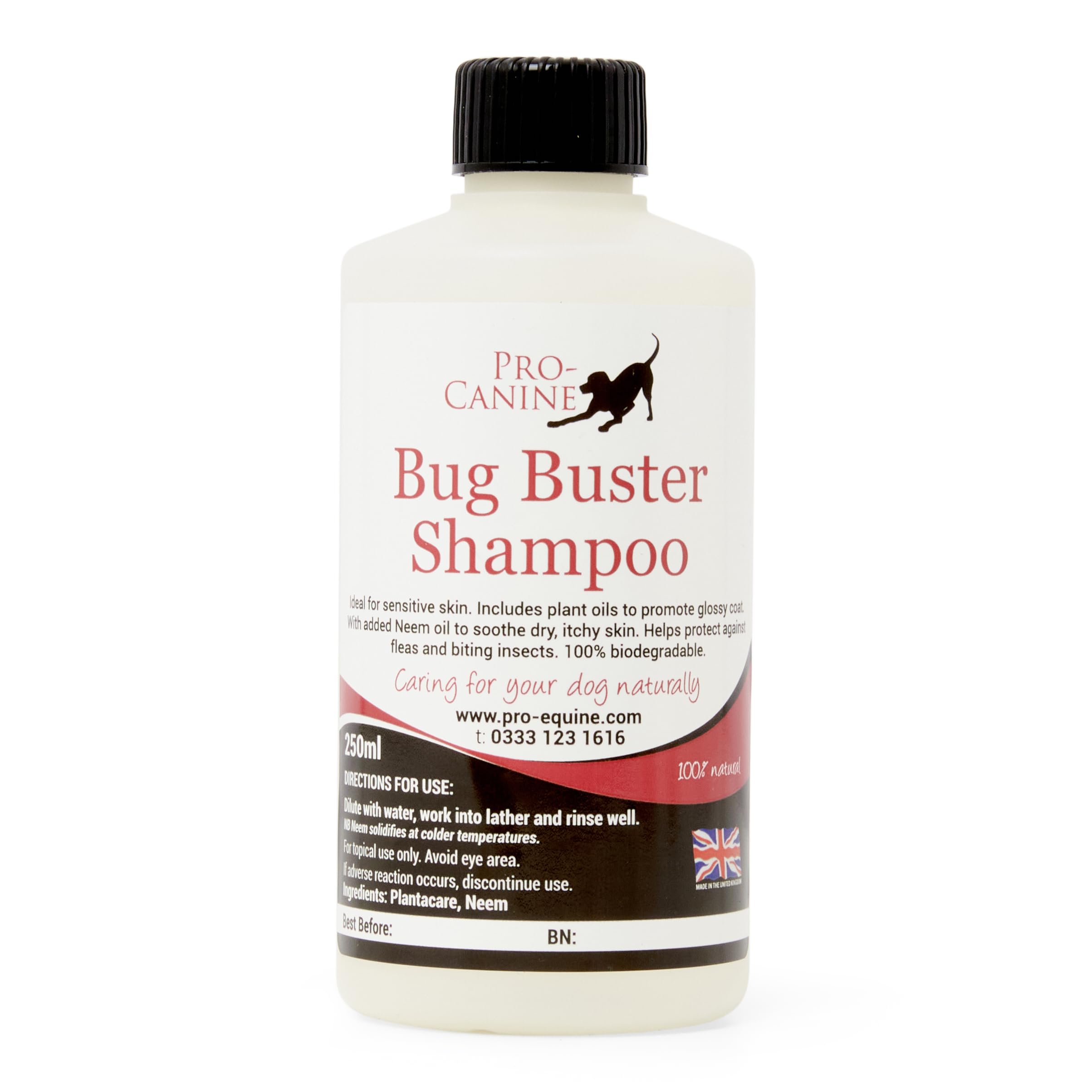 Pet shampoo 250ml Bug Buster 100% natural and biodegradable