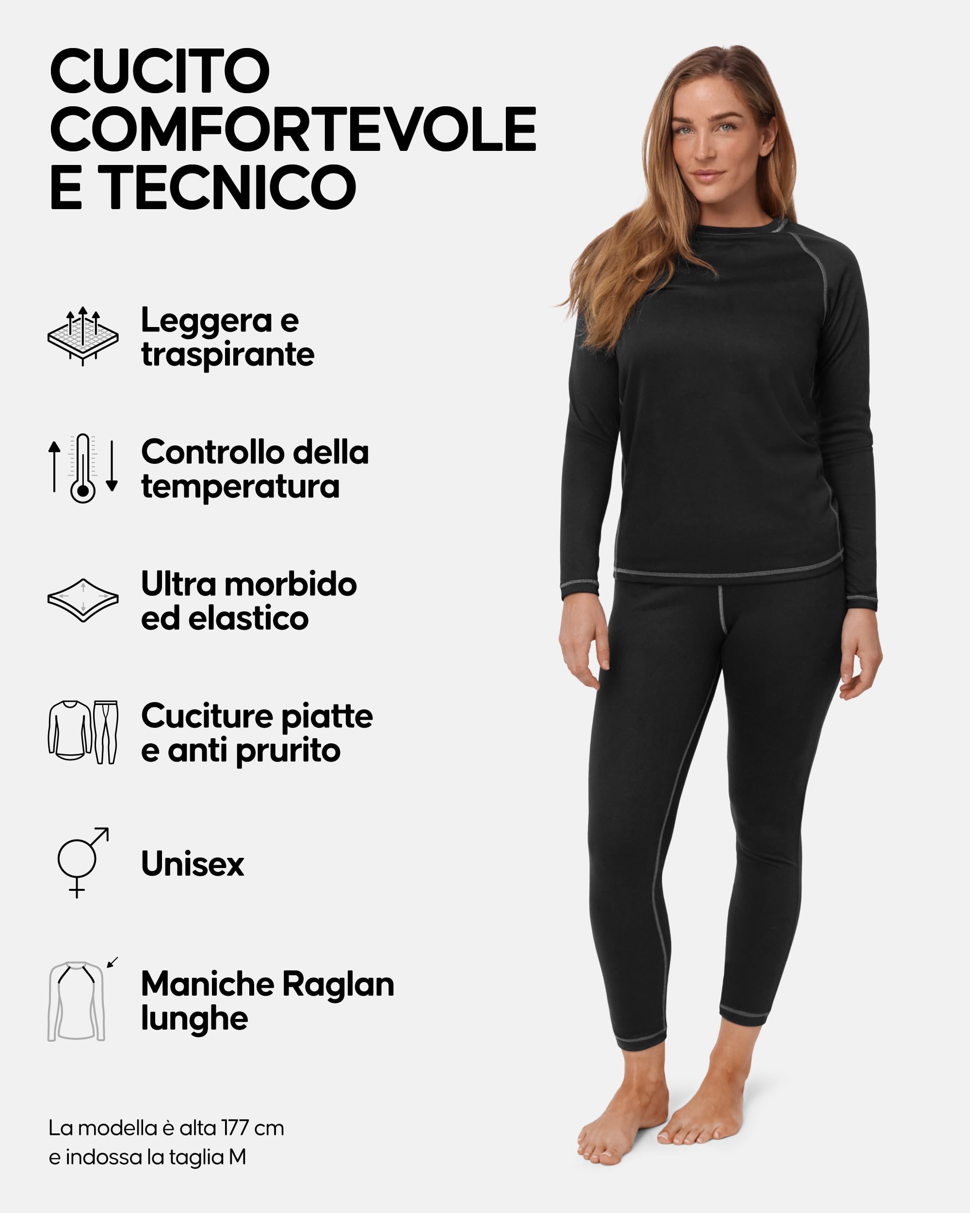 DANISH ENDURANCE Completo Maglia e Pantaloni Termici Uomo e Donna, Intimo Termico per Sci, Trekking