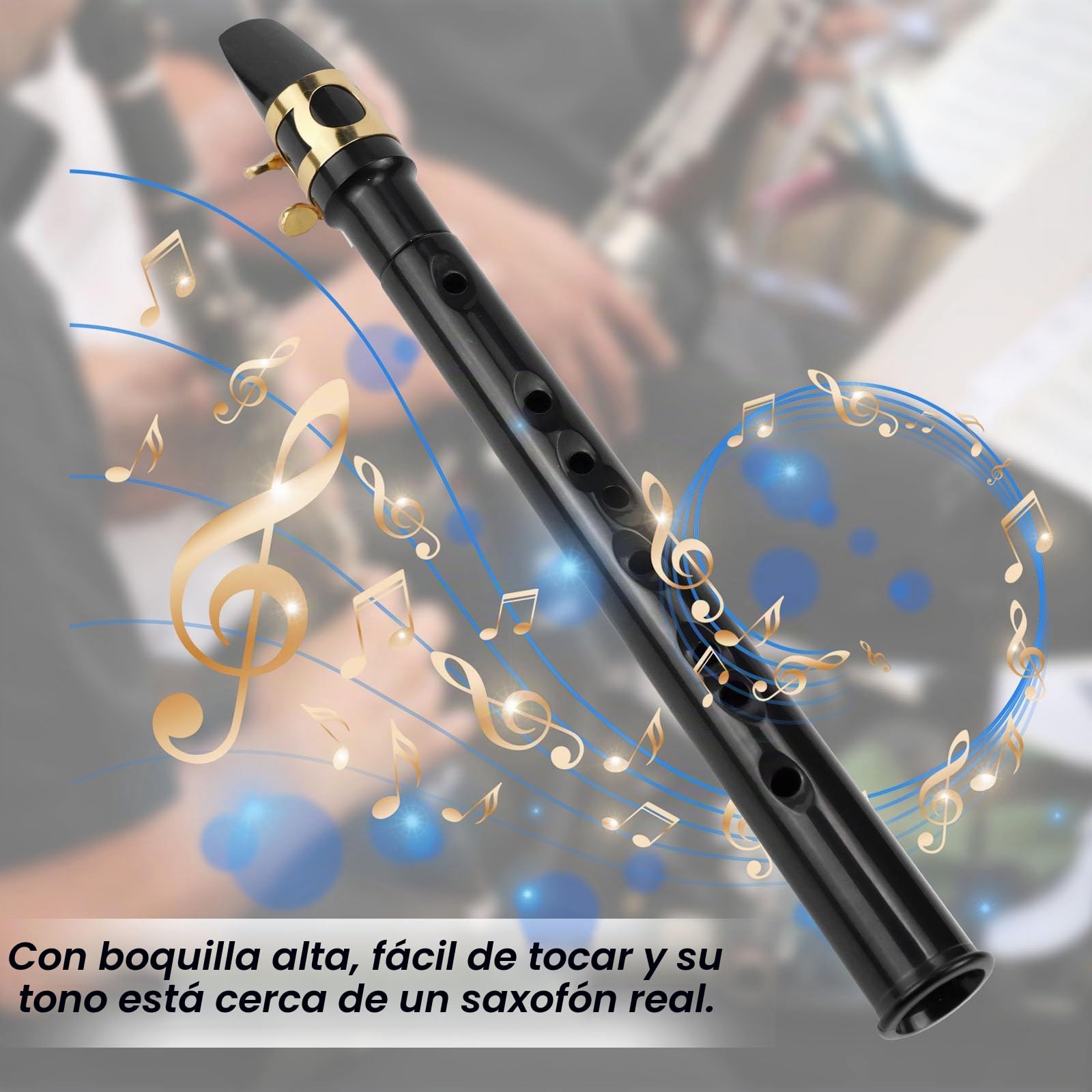Mini Saxophone Portables Pocket Sax Kit Saxophone de Poche Noir Avec Anche Saxophone Bec Saxo Sac de Transport Coussinet de Dents Tableau Doigtés Instrument de Musique pour Enfant Adulte Débutants