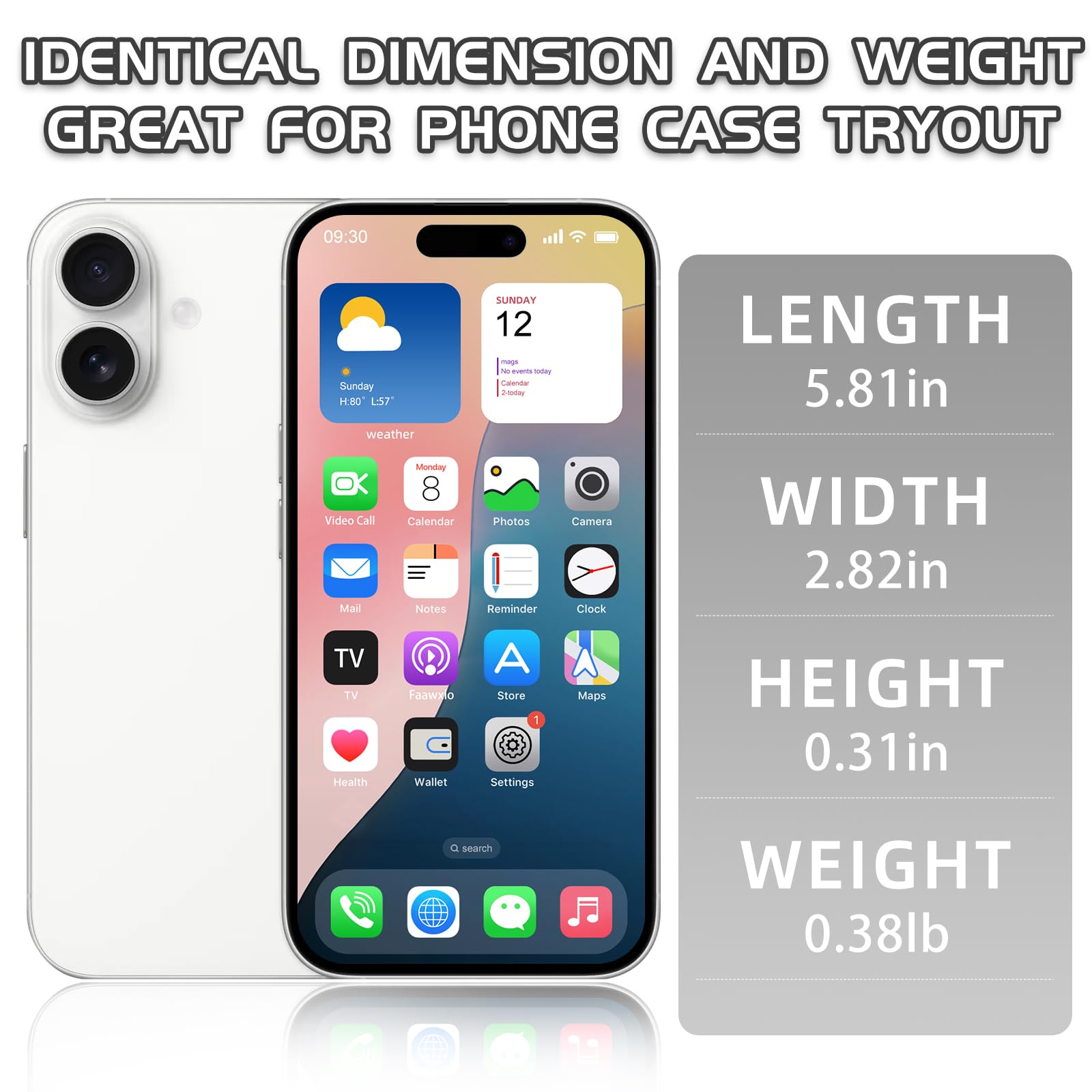 Dummy Fake Phone Model, Looks Like The RealPhone Compatible withPhone 16 Pro Max, for Cellphone Store Display or Send a ToyPhone for Kids (16,White,The Screen is Printed with Patterns)