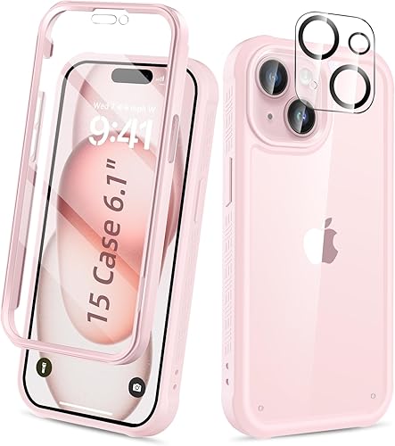 Miniatura 44 de Funda para iPhone 15 de cuerpo completo, protector de pantalla integrado, con protector de lente de cámara, [antiamarilleamiento], funda protectora