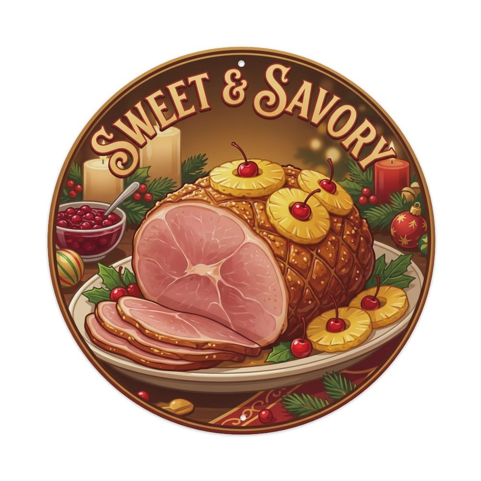Metal Tin Sign Ham Glazed Gourmet Food