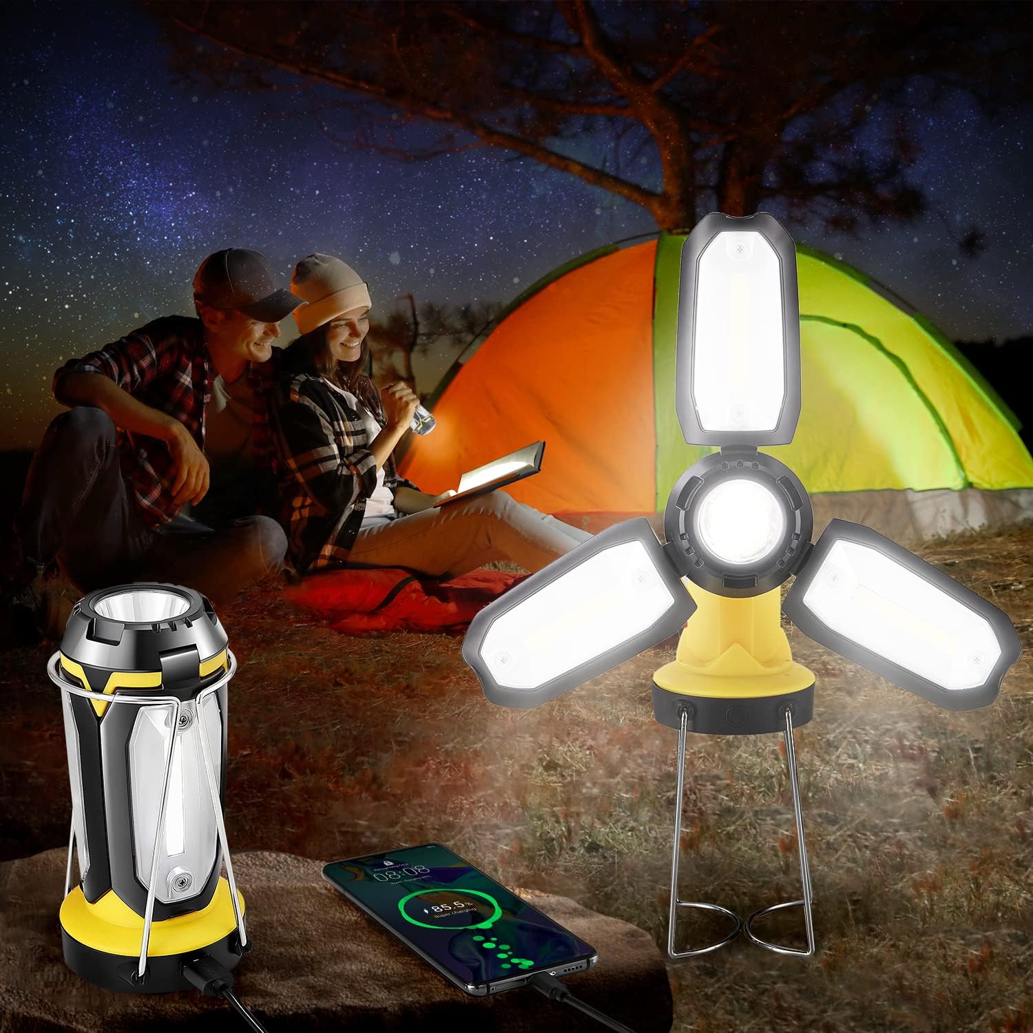 LED Campinglampe, Mini Camping Laterne, 350LM, 4 Lichtmodi, 3 AA – DE