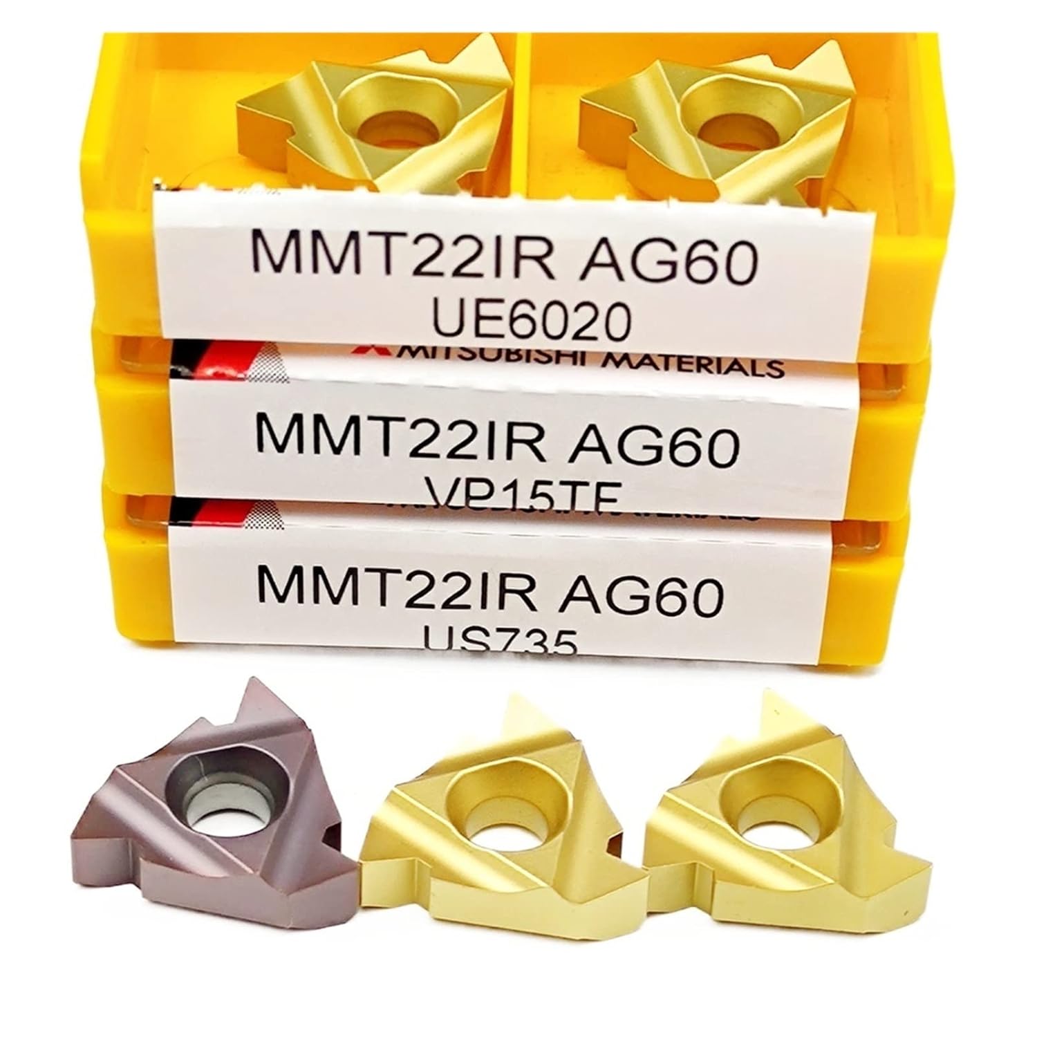Indexable Carbide Lathe Tool 10Pcs CNC Processing Metal Lathe Parts End Milling Cutter MMT22IR AG60 Carbide Turning Tool(MMT22IR AG60 735)