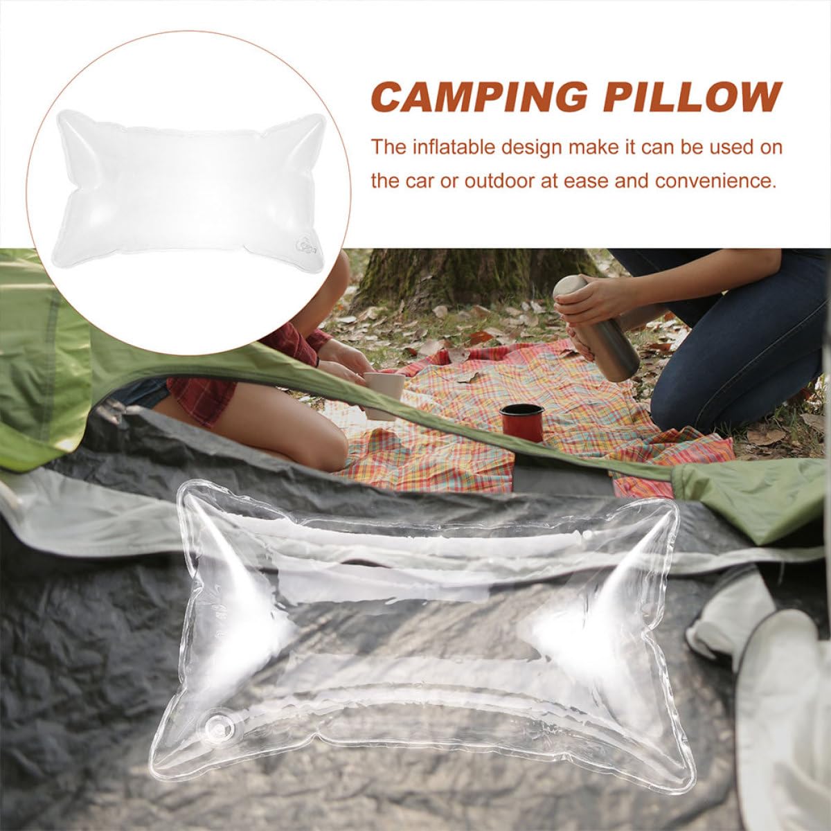 Garneck Coussin Gonflable Transparent 40X70 CM en PVC Respirant Oreiller de Camping Portable et Léger Garniture D’Oreiller D’Extérieur pour Voyages en Voiture et Détente en Plein Air