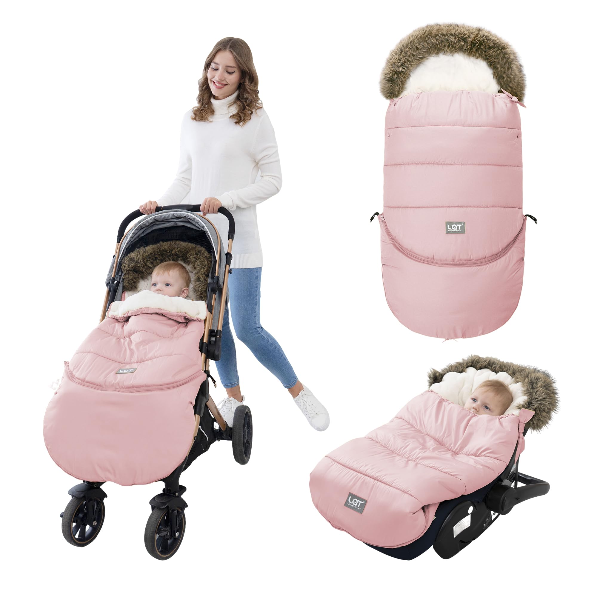 LAT Baby Warm Bunting Bag Universal,Extended and Removable,Stroller Sleeping Bag Cold Weather,Waterproof Toddler Footmuff - 2