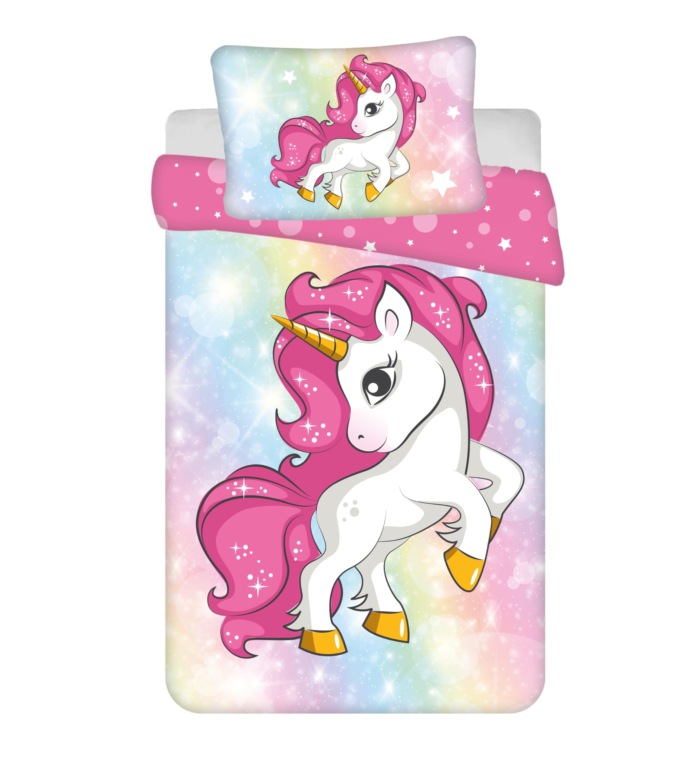 TAMEOLIE Unicorn Children's Bed Linen 100 x 135 cm 40 x 60 cm 100% Cotton Unicorn Horse Bed Linen Baby Bedding Girls Bed Linen