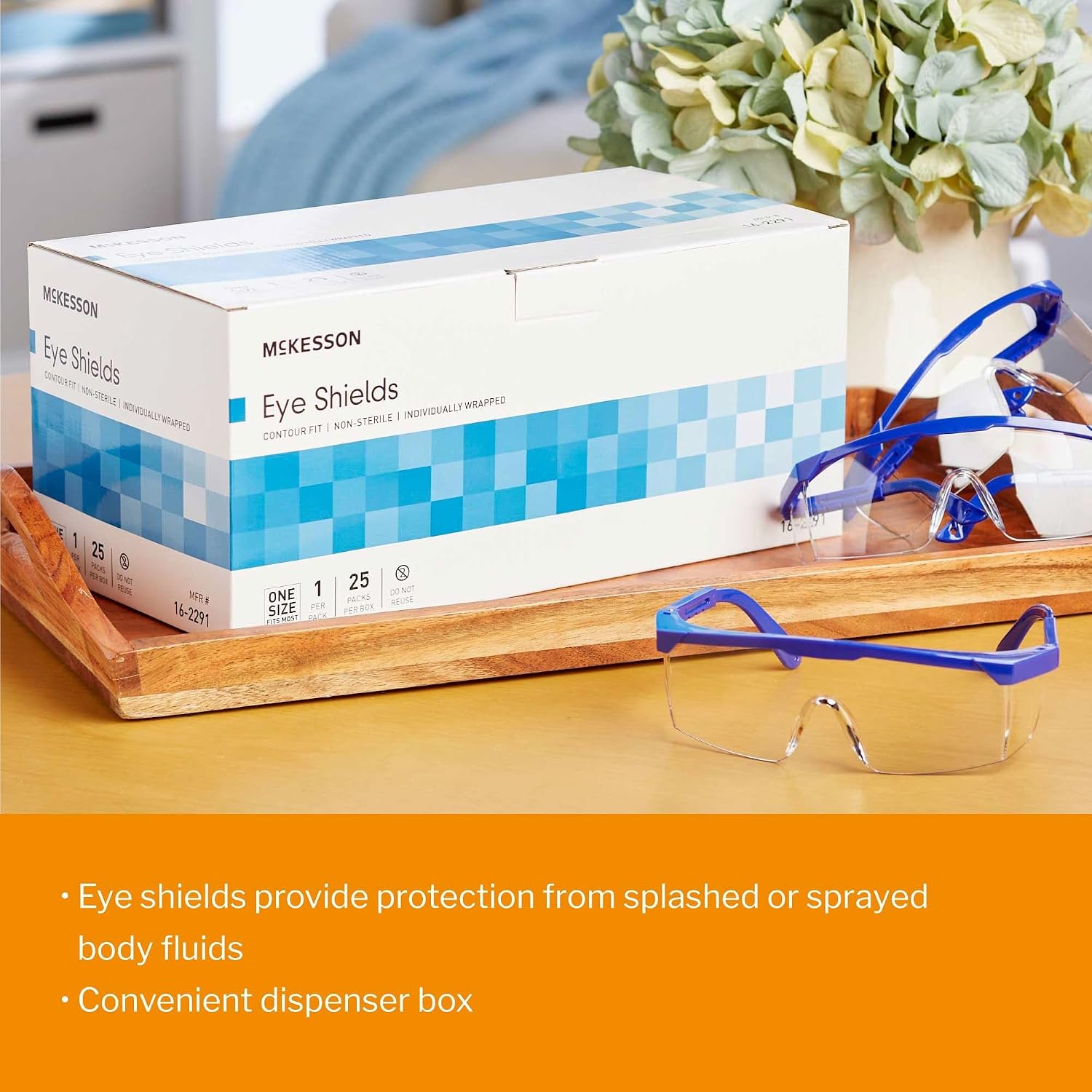 McKesson Safety Glasses with Shields and Over-Ear Protection, One Size, 25 Count, 1 Pack