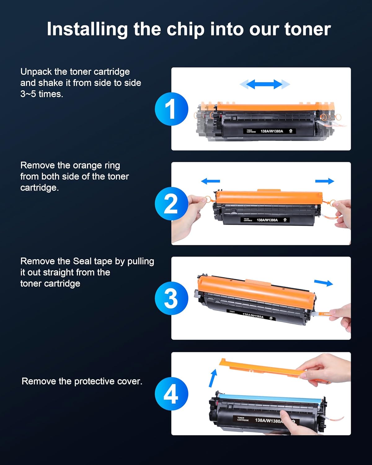 138A Black Toner Cartridge 1 Pack Compatible Replacement for HP 138A W1380A W1380X 138X for HP LaserJet Pro 3001dw MFP 3101fdw Printer