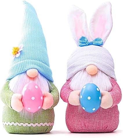 Easter Gnome Plush Decorations 2 Pcs Handmade Bunny Faceless Dolls