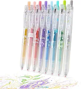 Glitter Gel Pens 8 Color Retractable Glitter Gel Pen Set 0.7mm Colored Pens for Journaling Coloring Drawing Office School Art Supplies(8A)…