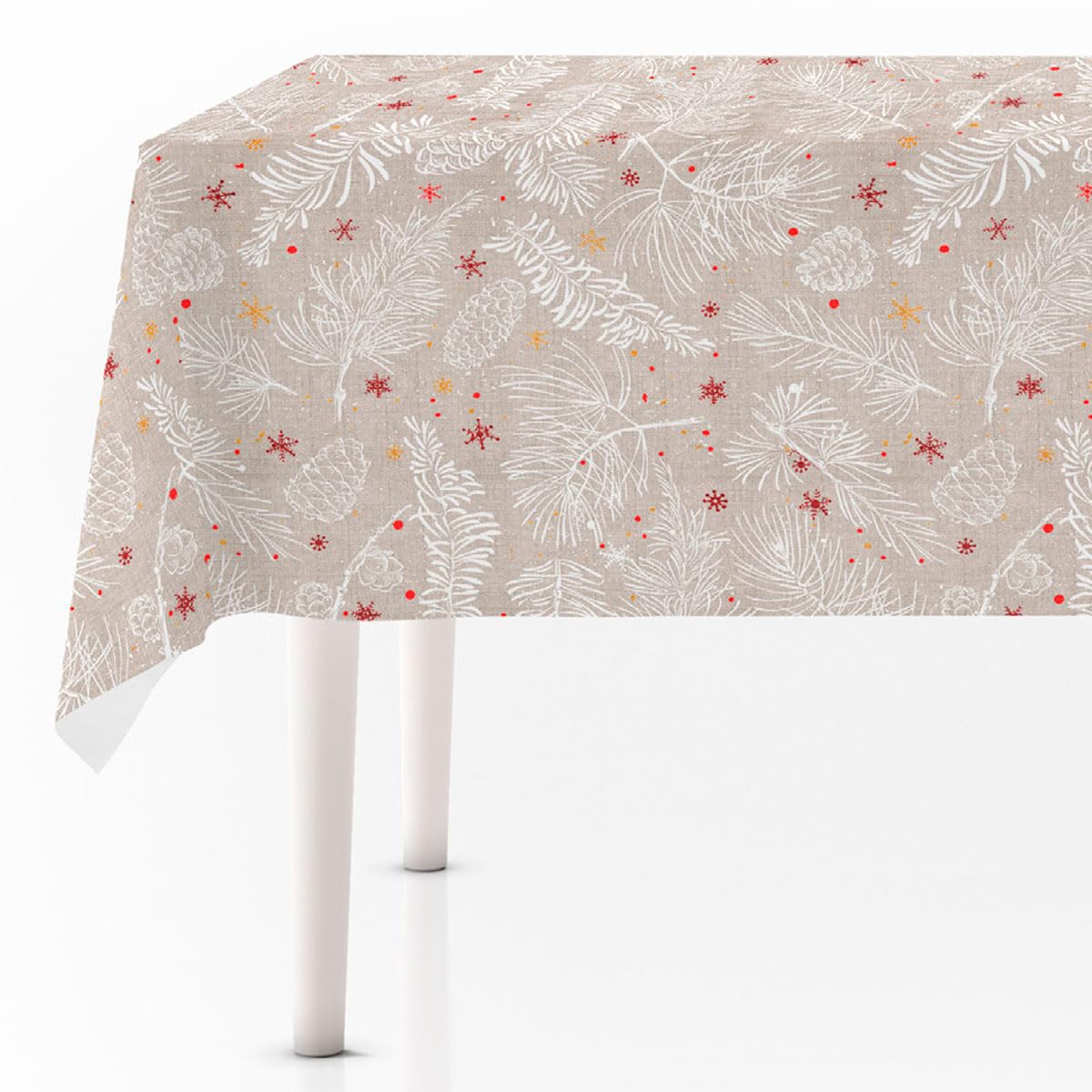 Nappe de Noël anti-macha pour table rectangulaire Modèle Estela Dimensions 140 x 300 cm Nappe de Noël imperméable et résistante aux taches