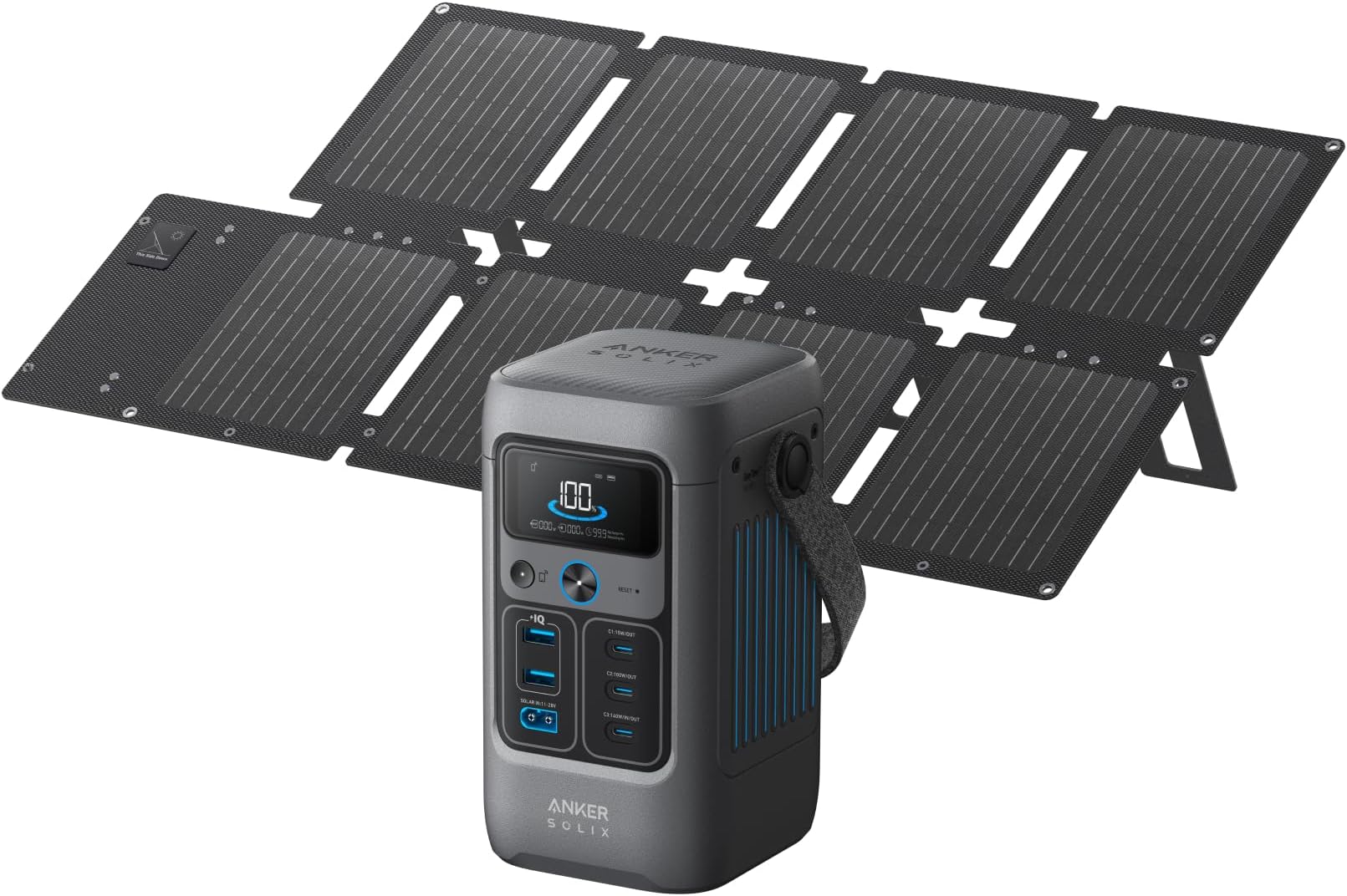 SOLIX C200 DC Power Bank Station and 60W Solar Panel, 192Wh Portable Power Station, LiFePO4 Battery, 200W Solar Generator, For Outdoor, Camping, Traveling, and Emergencies