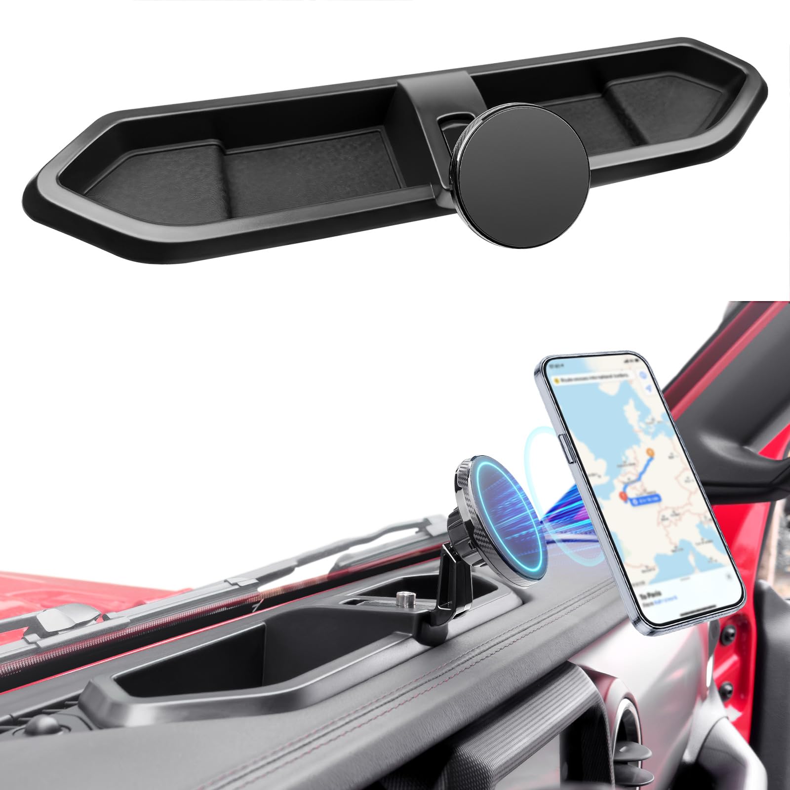 Utiiy Magnetic Phone Mount Holder Fit for 2018-2023 Jeep Wrangler JL JLU&Gladiator JT Car Dashboard Multi-Mount Phone Holder Dash Tray for 2023 Jeep