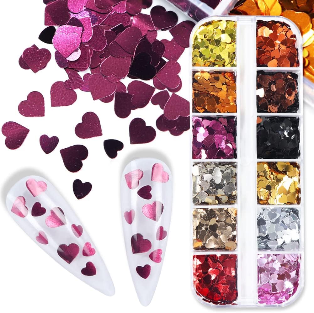 Paillettes Ongle Forme Coeur Nail Art Sequins Glitter Holographiques 3D
