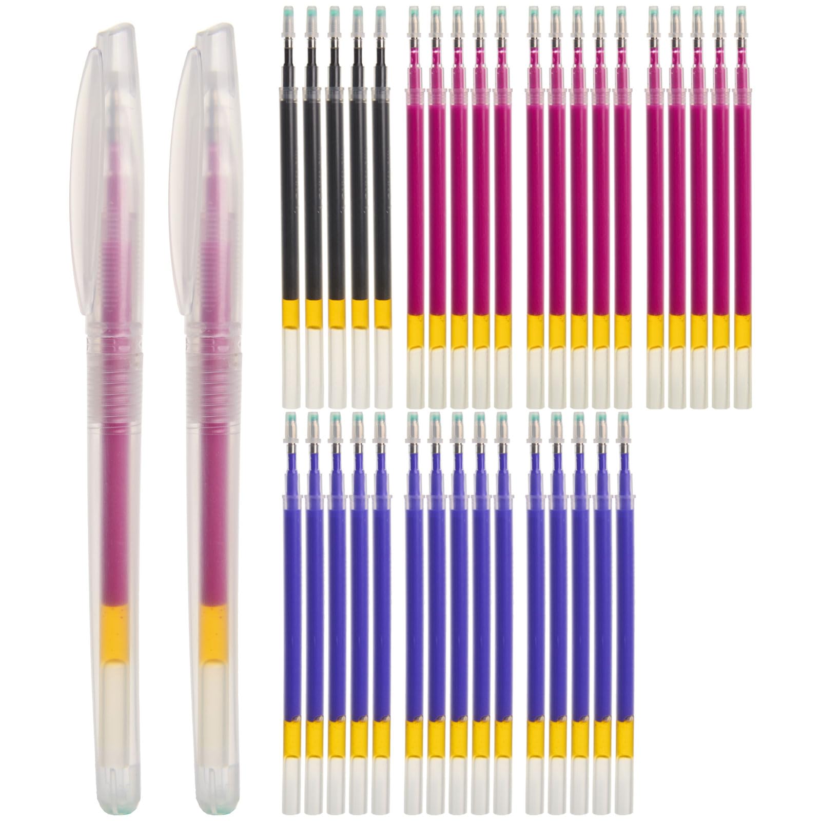 CREAWONDER 35 Extra-thick Refills with 2 Heat Erasable Pens for Fabric Markers, Cloth Marking Pens, Sewing Quilting, Heat disappearing Ink Pen for Dressmaking, Tailors Sewing Chalk Pencils
