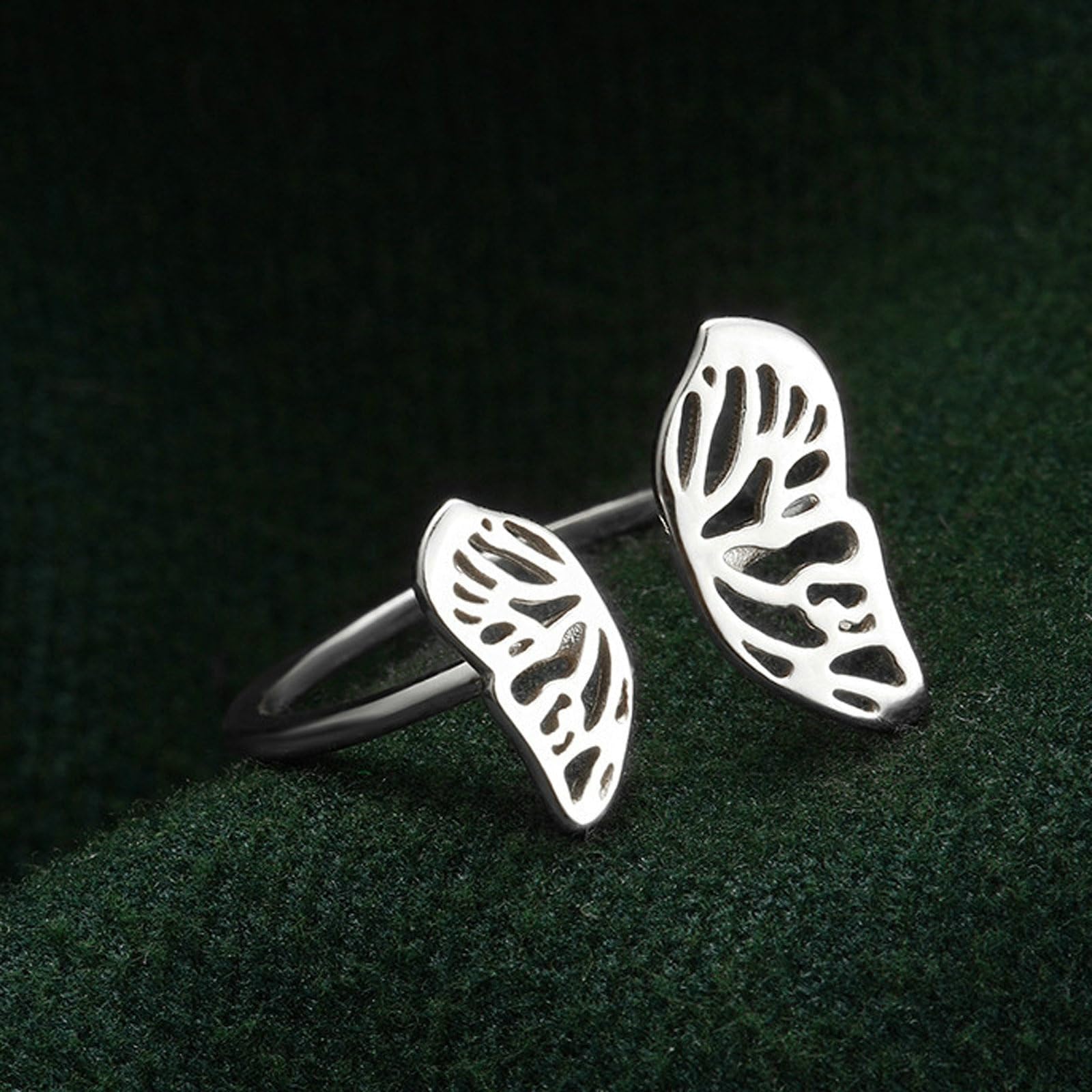 Anillos de compromiso para ella, anillos de oro blanco de 9 K y 14 quilates, diseño de mariposa, anillos de boda