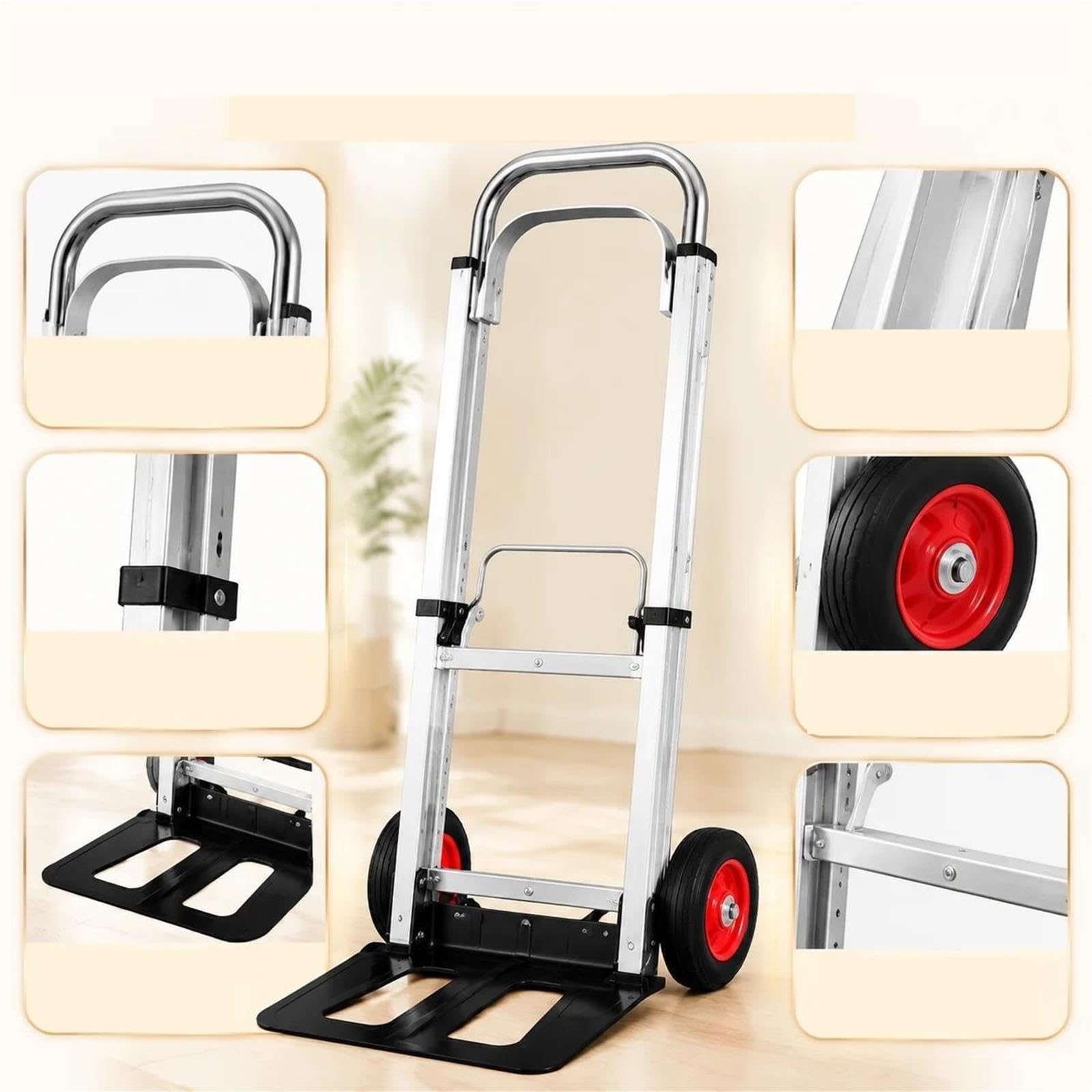 Rodillo de Transporte para Muebles Carretilla de Mano Plegable, Carrito portátil Aluminio Ligero con asa