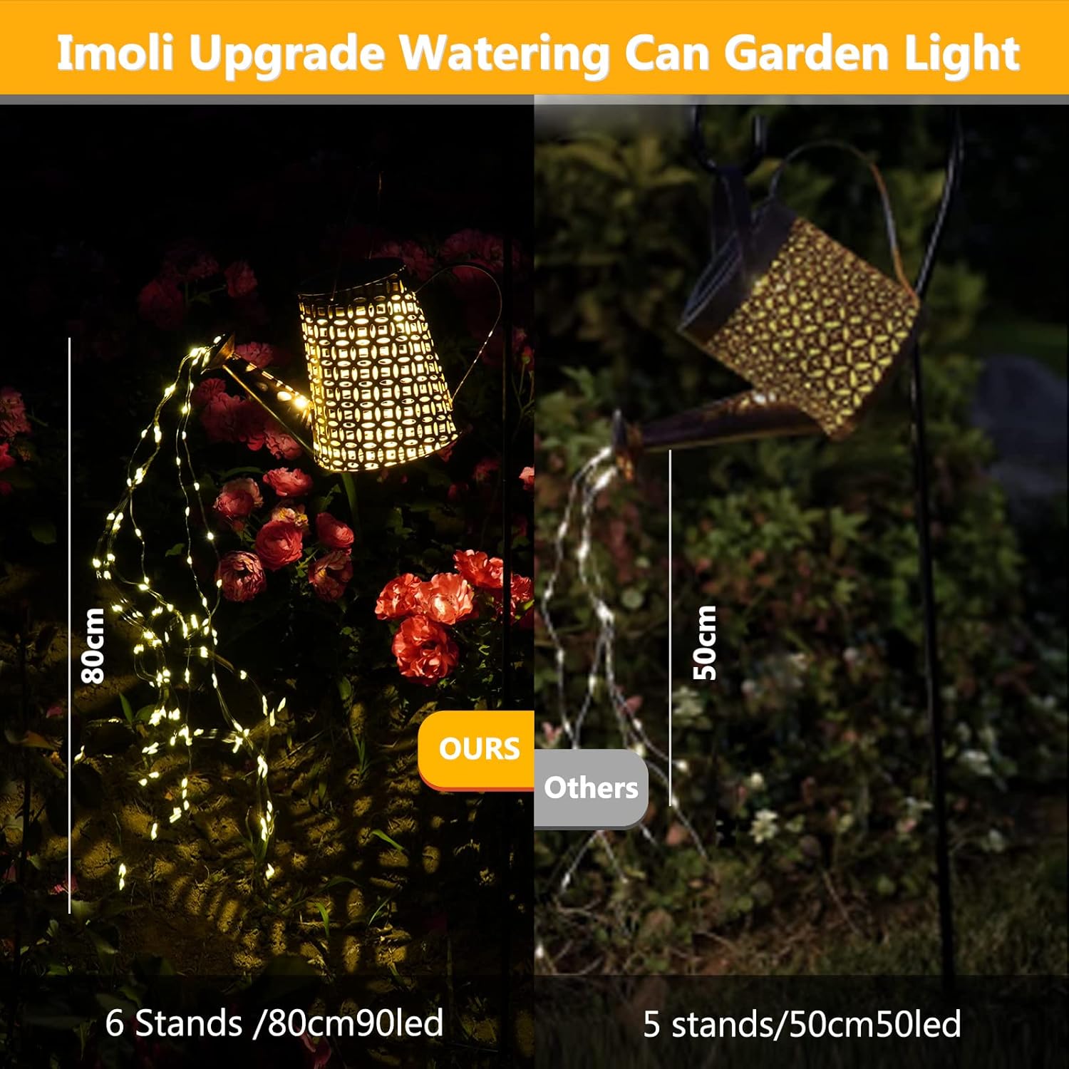 Solar Powered Watering Can Outdoor Garden Decorations，Watering Can Lights Solar Powered Waterproof Led Decorative Retro Metal Can String Lights for Pathway Patio Outside Gardening Gifts