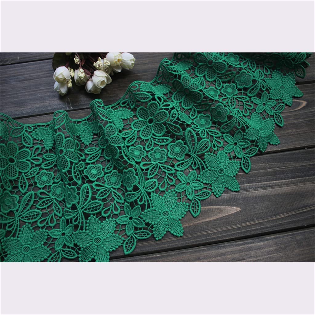 Générique Fleurs Vertes Broderie Coton Tissu Dentelle Ruban DIY Turban Jupe Rideau Canapé Guipure Garnitures Couture Décor (Couleur : Vert, Taille : 18CM) (Vert 18CM)