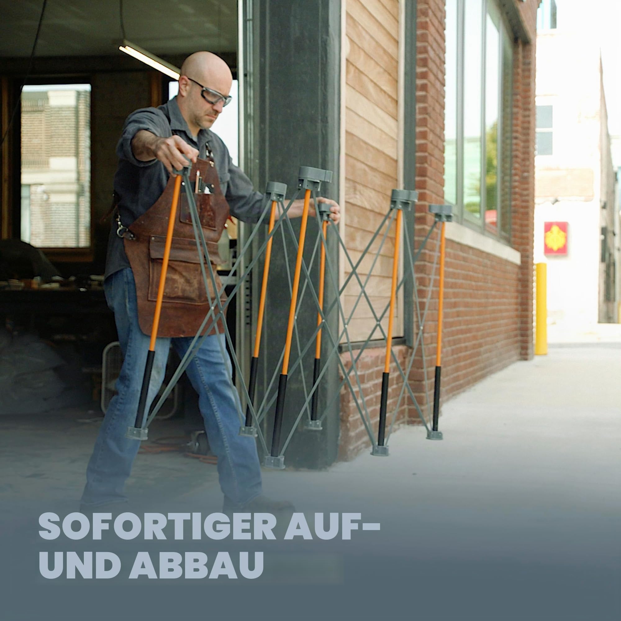 Bora Centipede 91,4 cm hoher werkbank klappbar mit Tragegurt, zusammenklappbare Werkbank, Bautisch, 61 x 122 cm,1,1 kg Tragkraft, Orange/Schwarz