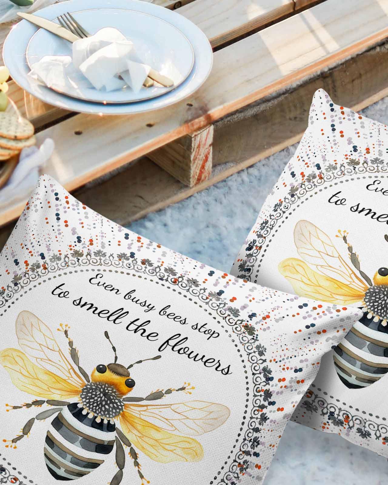LEOKOTI Summer Bee Outdoor Pillow Covers 16