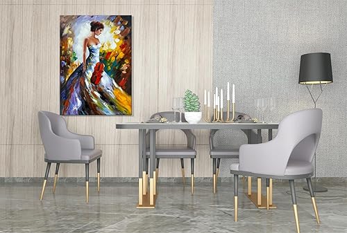 Miniatura 9 de zoinart Lienzo grande pintado a mano de 48 x 24 pulgadas, pinturas abstractas para pared, textura contemporánea, arte de pared de muelle, paisaje,