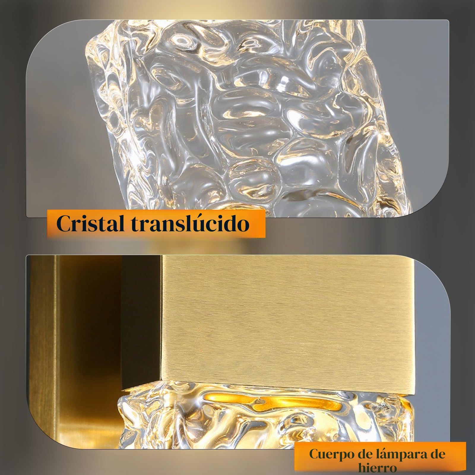 zhxinashu Aplique de Pared Vintage de Cristal LED para Pasillo, Luz Cálida