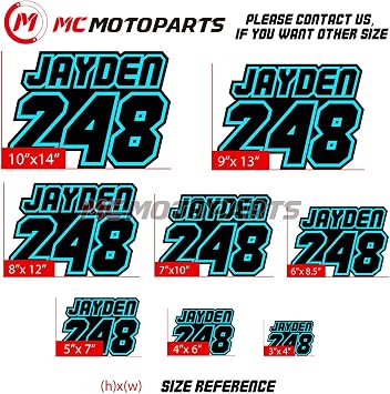 MC MOTOPARTS Personalized Custom 3 pcs Race Racing Number Sticker Name Plate Track Day Use Motorcycle Bike Motors ATV Truck CAE Removable